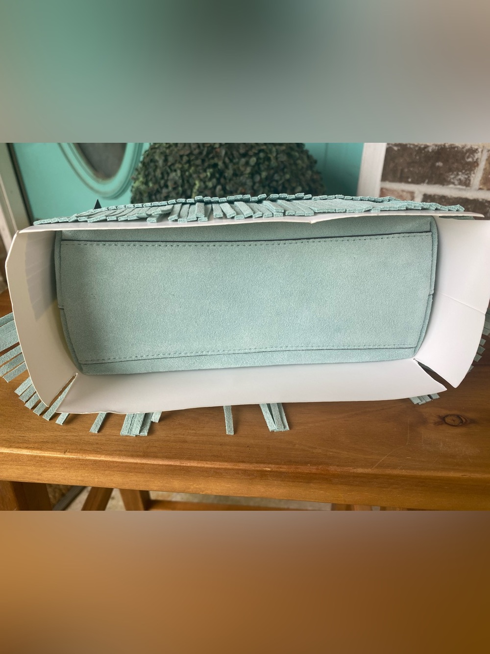 Kate Spade New York Mini Suede Fringe CrossbodyBag Aventurine NWT- HTF - Picture 9 of 10